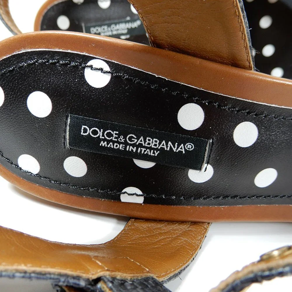 DOLCE & GABBANA Polka Dot Knot Cork Wedge Platform SANDALS Size 41 10.5 11 NEW - Picture 14 of 14